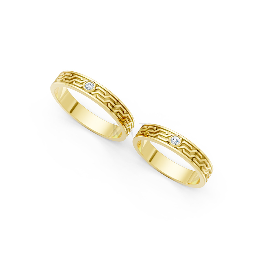 Nhẫn cưới A123 màu Vàng Gold vàng 10K/14K/18K/607 cao cấp, thanh lịch