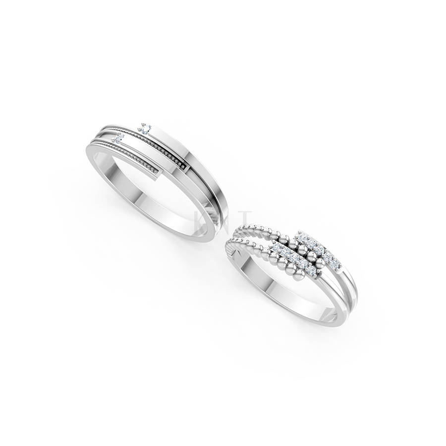 Nhẫn cưới A126 màu vàng trắng White Gold vàng sáng, đường nét sắc sảo, tinh tế