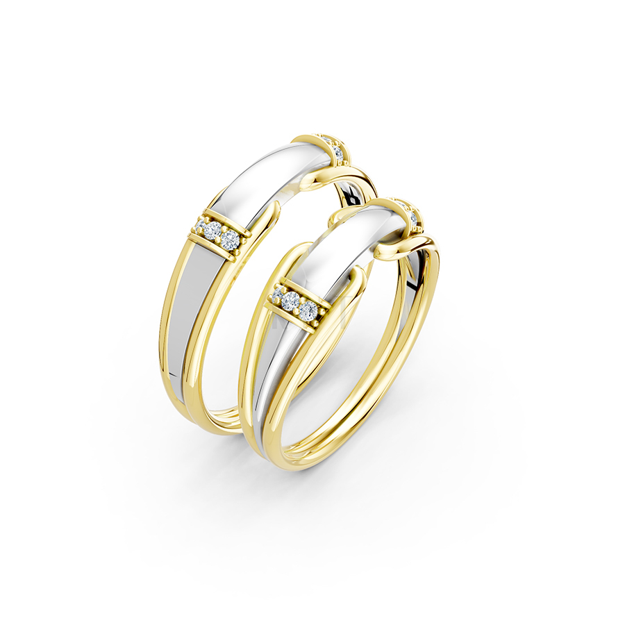 Nhẫn cưới A127 phối màu Dual Color họa tiết ấn tượng, cá tính