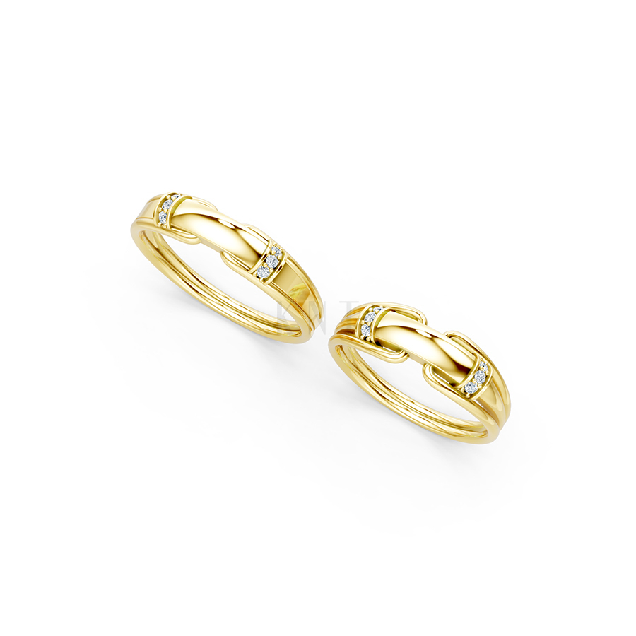 Nhẫn cưới A127 màu Vàng Gold thiết kế phá cách, sang trọng