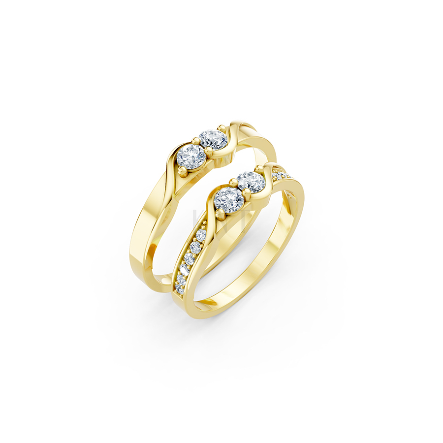 Nhẫn cưới A129 màu Vàng Gold thiết kế tinh tế, sang trọng