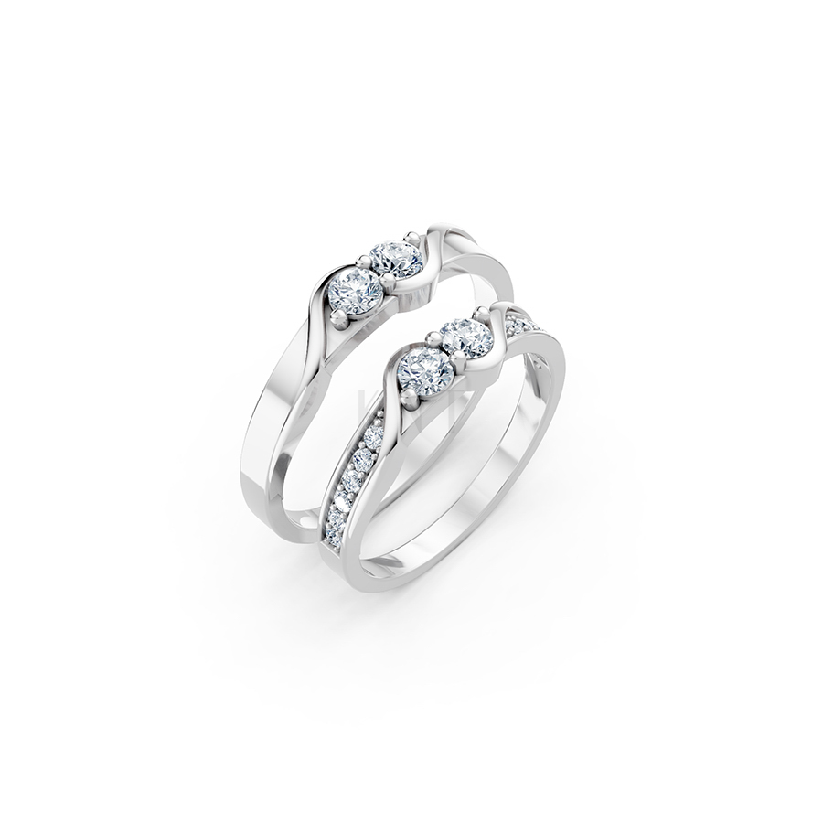 Nhẫn cưới A129 màu vàng trắng White Gold kiểu dáng hiện đại, nổi bật