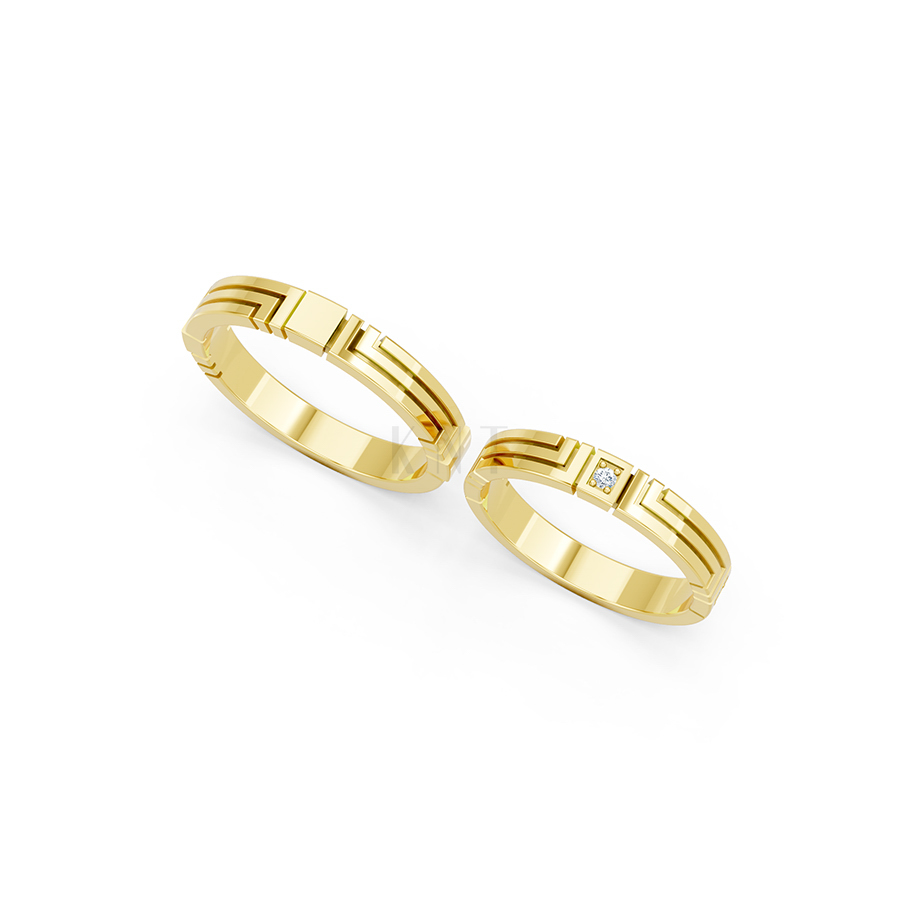 Nhẫn cưới A130 màu Vàng Gold thiết kế phá cách, sang trọng