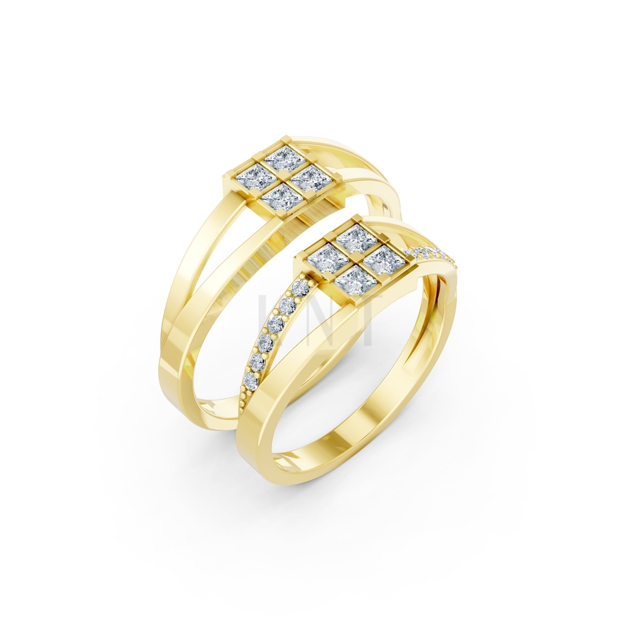 Nhẫn cưới A133 màu Vàng Gold thiết kế tinh tế, sang trọng