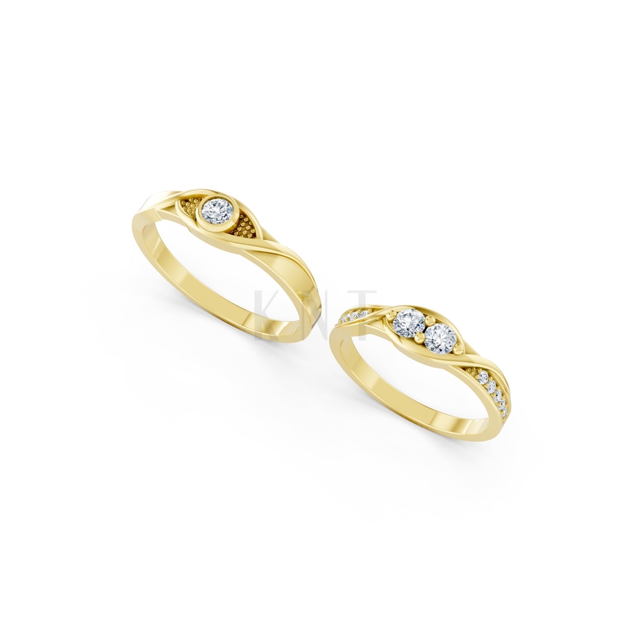 Nhẫn cưới A134 màu Vàng Gold thiết kế phá cách, sang trọng