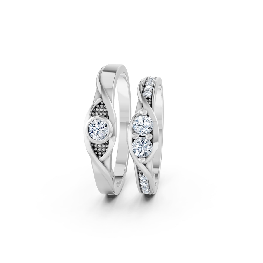 Nhẫn cưới A134 màu vàng trắng White Gold vàng sáng, đường nét sắc sảo, tinh tế