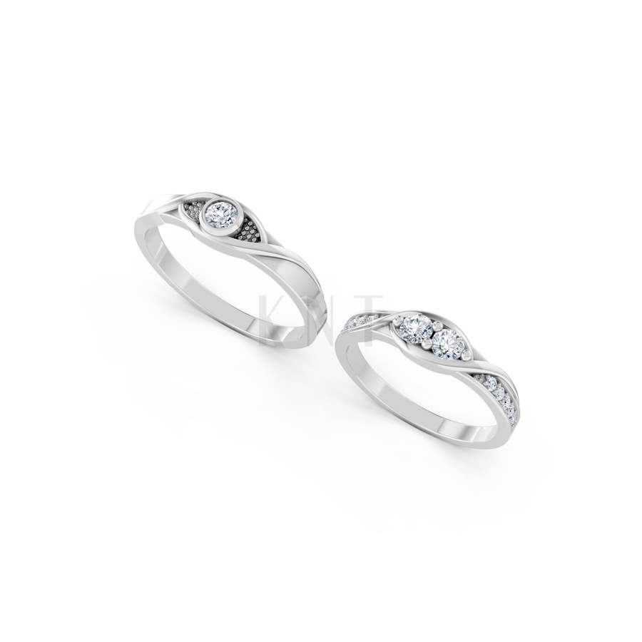 Nhẫn cưới A134 màu vàng trắng White Gold kiểu dáng cá tính, hiện đại