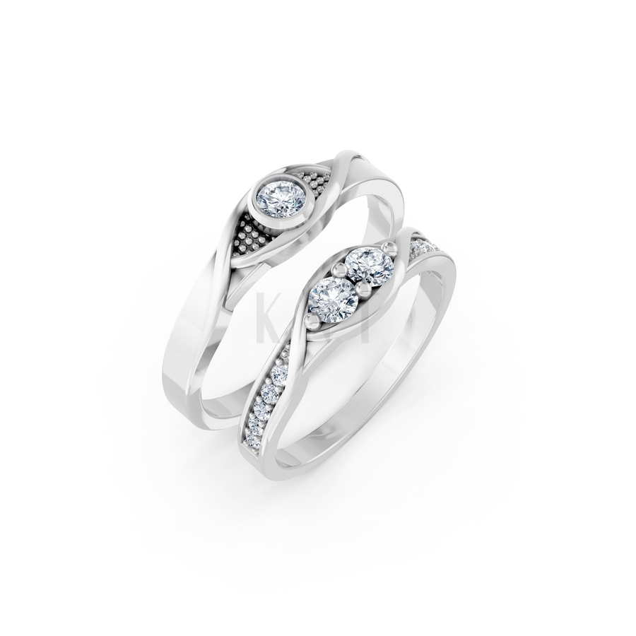 Nhẫn cưới A134 màu vàng trắng White Gold kiểu dáng hiện đại, nổi bật