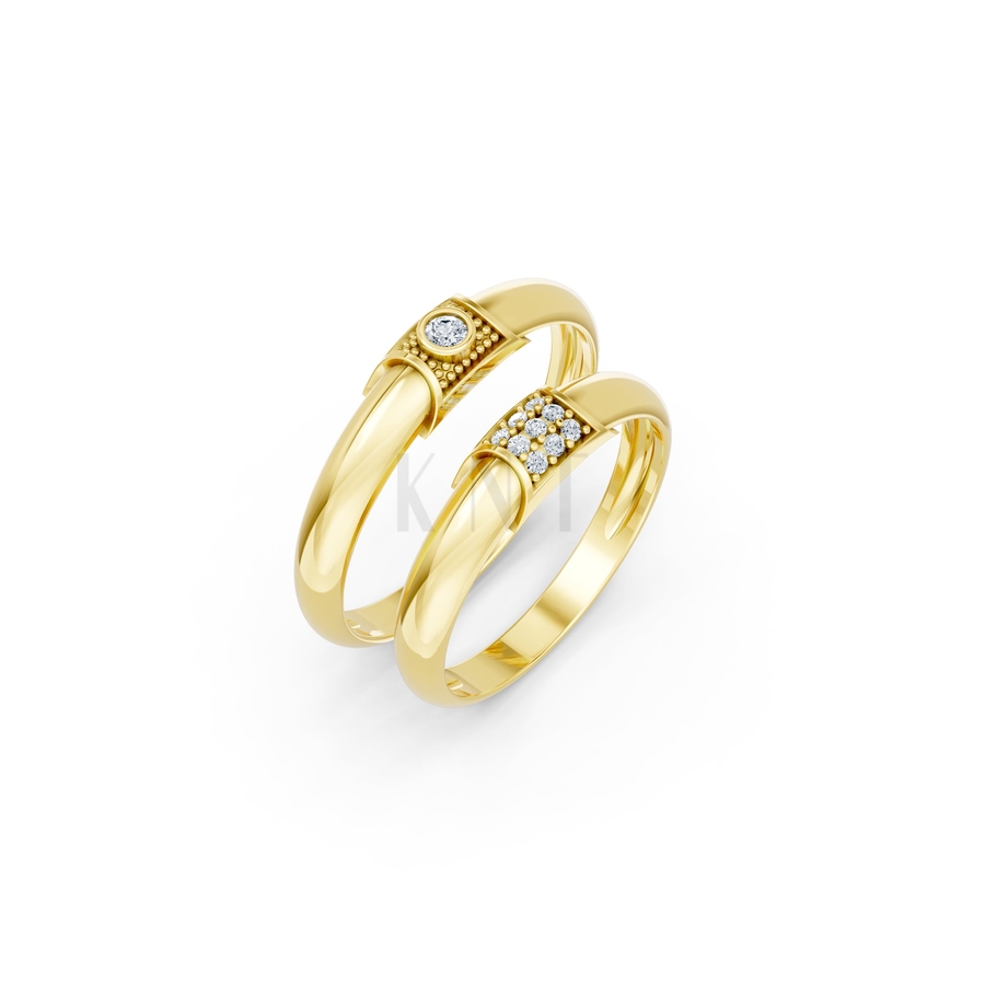 Nhẫn cưới A135 màu Vàng Gold thiết kế tinh tế, sang trọng