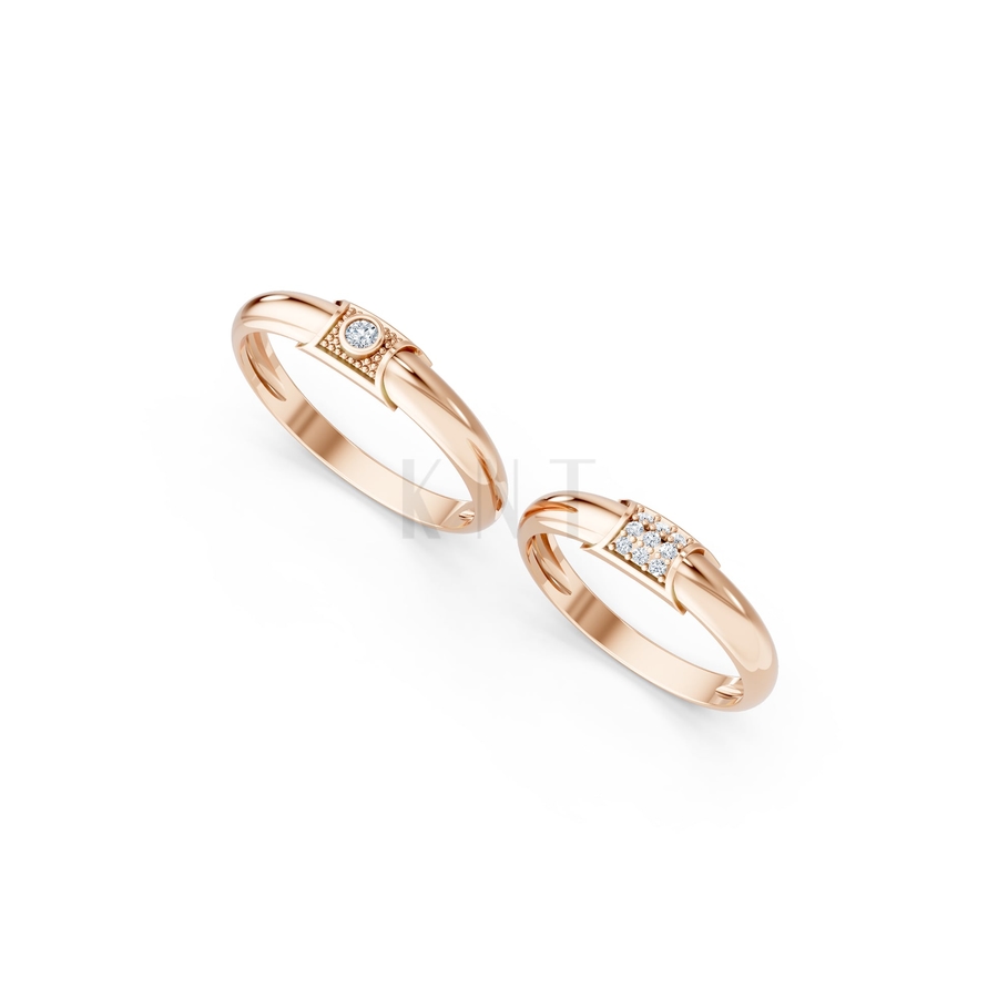 Nhẫn cưới A135 màu vàng hồng Rose Gold phong cách trẻ trung, nổi bật