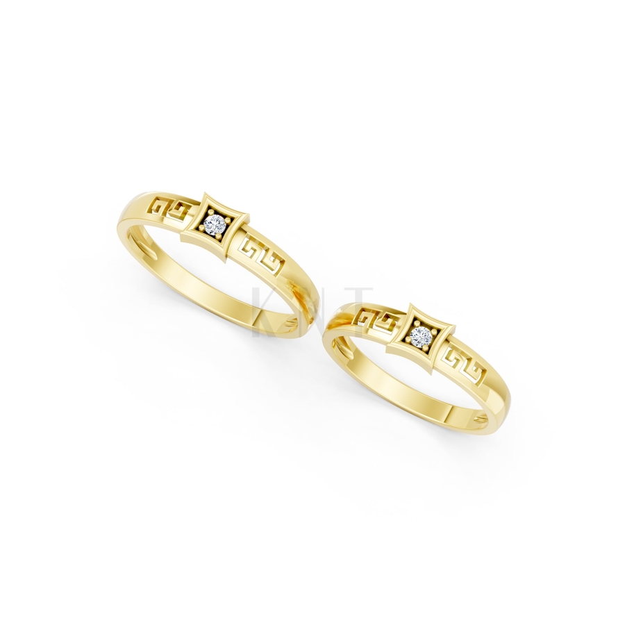 Nhẫn cưới A137 màu Vàng Gold thiết kế phá cách, sang trọng