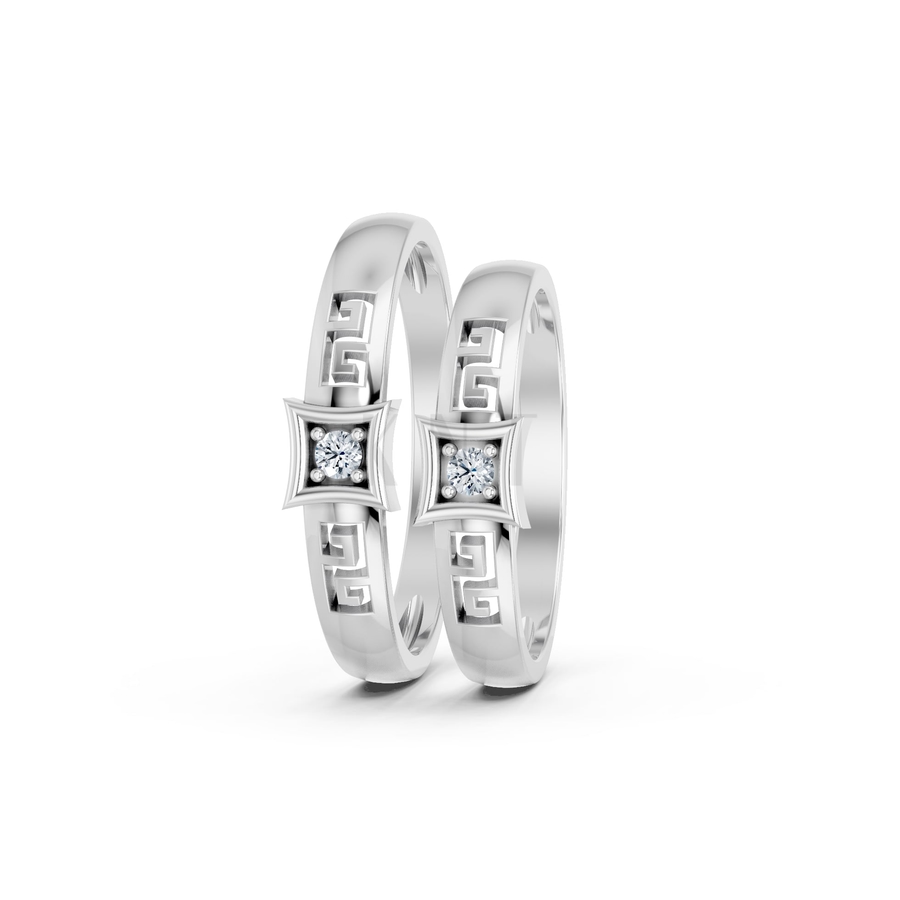 Nhẫn cưới A137 màu vàng trắng White Gold kiểu dáng cá tính, hiện đại