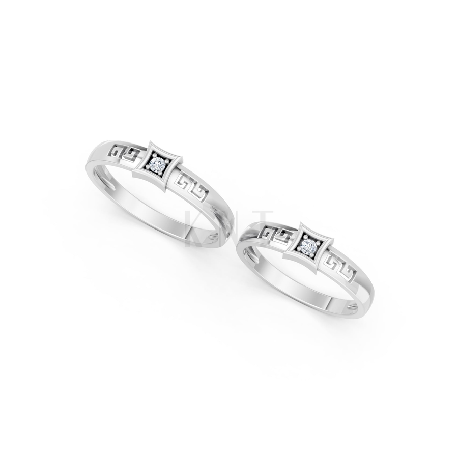 Nhẫn cưới A137 màu vàng trắng White Gold vàng sáng, đường nét sắc sảo, tinh tế