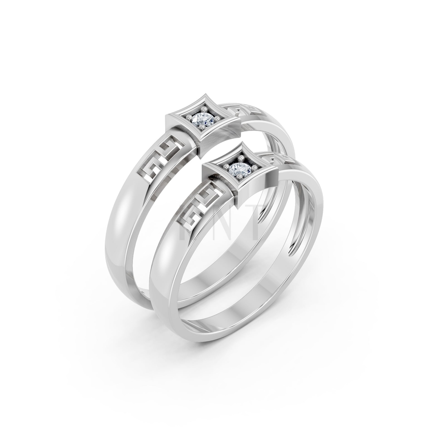 Nhẫn cưới A137 màu vàng trắng White Gold kiểu dáng hiện đại, nổi bật