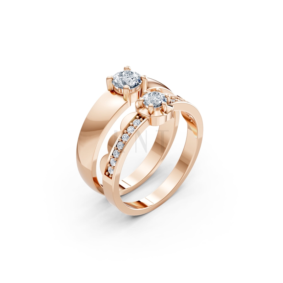 Nhẫn cưới A142 màu vàng hồng Rose Gold họa tiết ấn tượng, cá tính