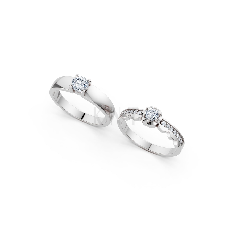 Nhẫn cưới A142 màu vàng trắng White Gold vàng sáng, đường nét sắc sảo, tinh tế
