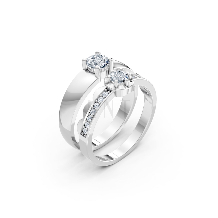 Nhẫn cưới A142 màu vàng trắng White Gold kiểu dáng hiện đại, nổi bật