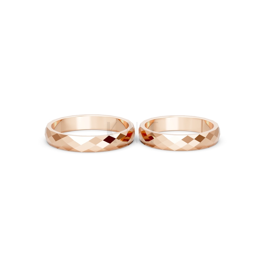 Nhẫn cưới A144 màu vàng hồng Rose Gold thiết kế đối xứng, phong cách, ấn tượng
