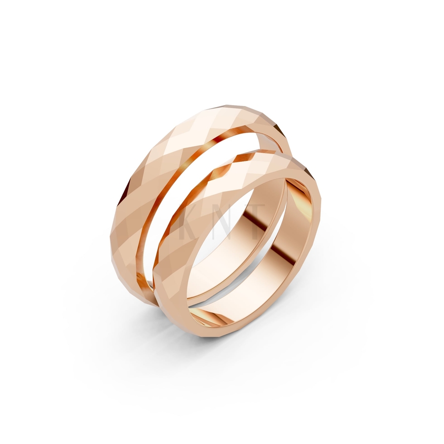 Nhẫn cưới A144 màu vàng hồng Rose Gold họa tiết ấn tượng, cá tính