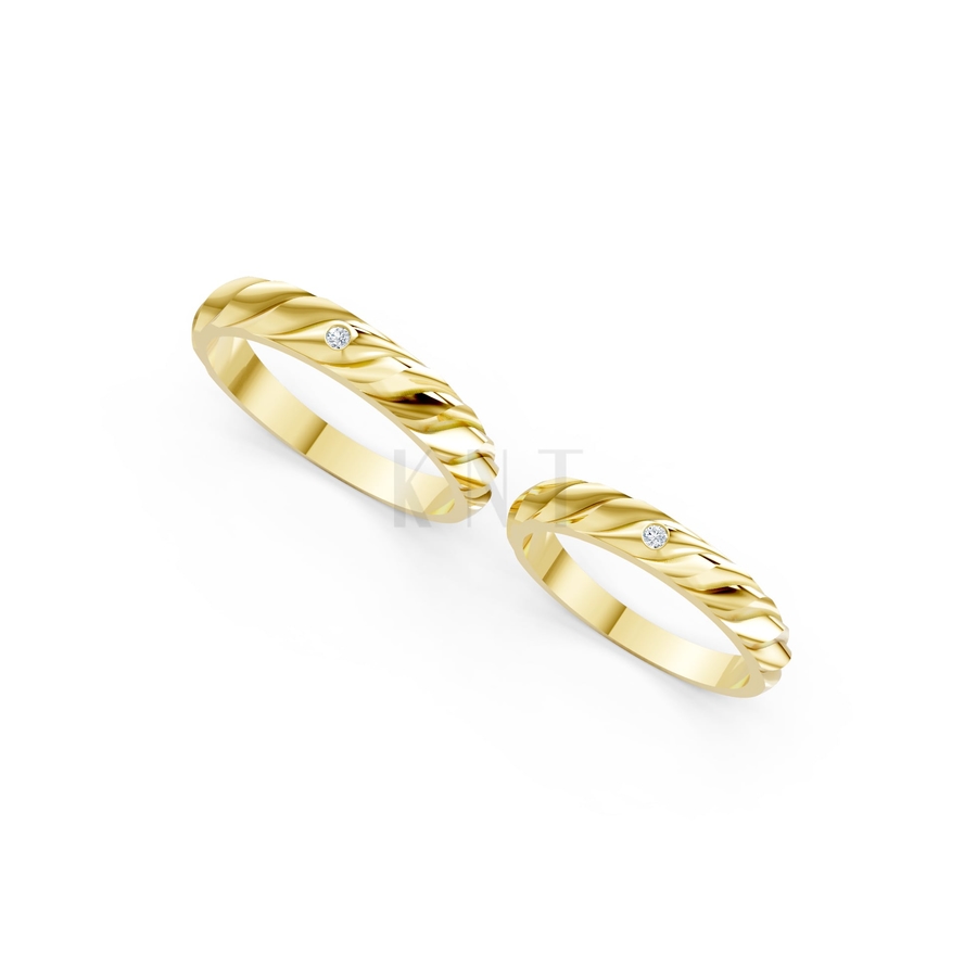 Nhẫn cưới A146 màu Vàng Gold thiết kế phá cách, sang trọng