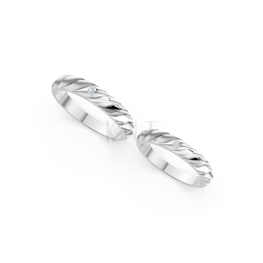 Nhẫn cưới A146 màu vàng trắng White Gold vàng sáng bóng, thiết kế trẻ trung