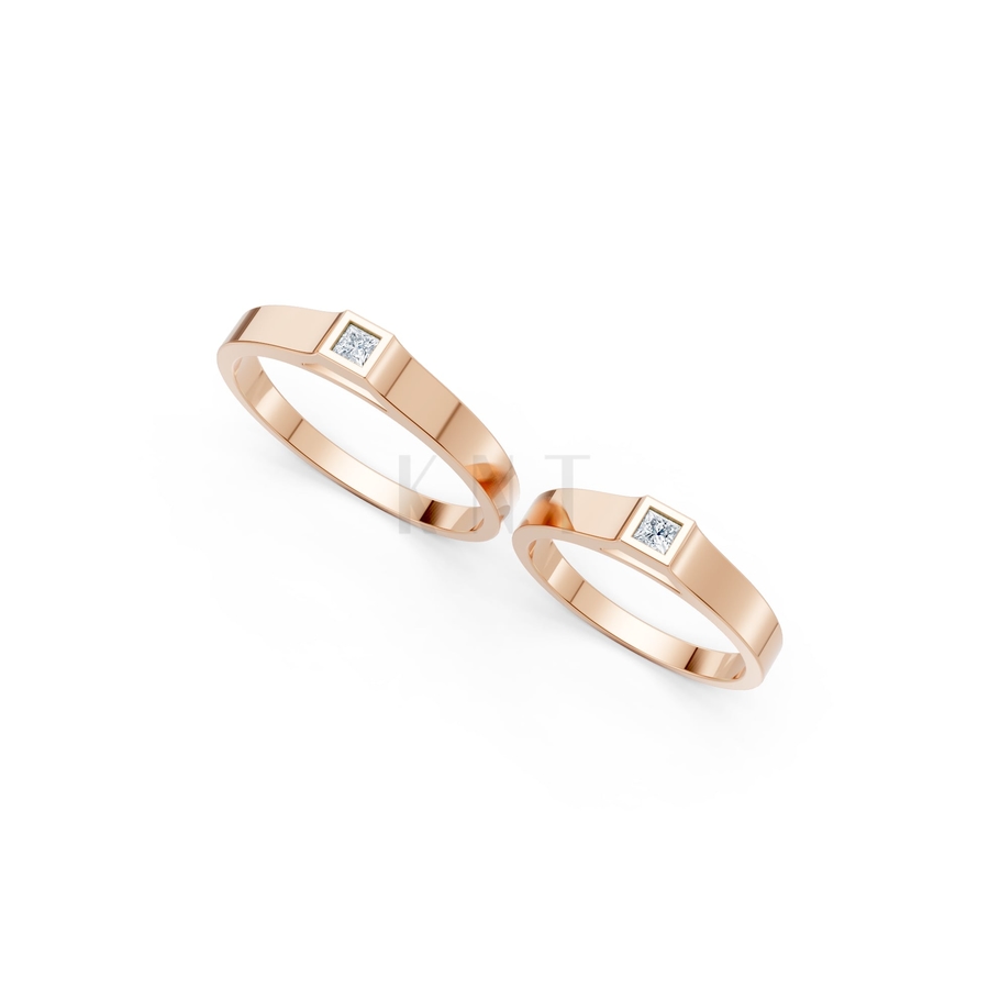 Nhẫn cưới A155 màu vàng hồng Rose Gold phong cách trẻ trung, nổi bật
