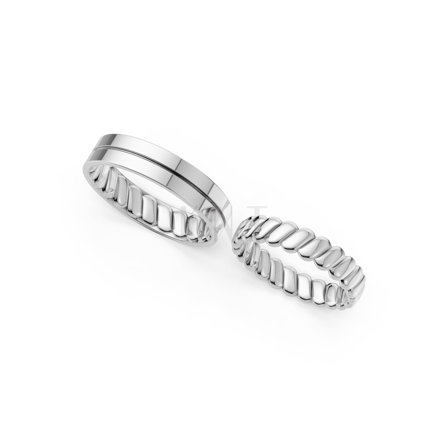 Nhẫn cưới A156 màu vàng trắng White Gold vàng sáng, đường nét sắc sảo, tinh tế