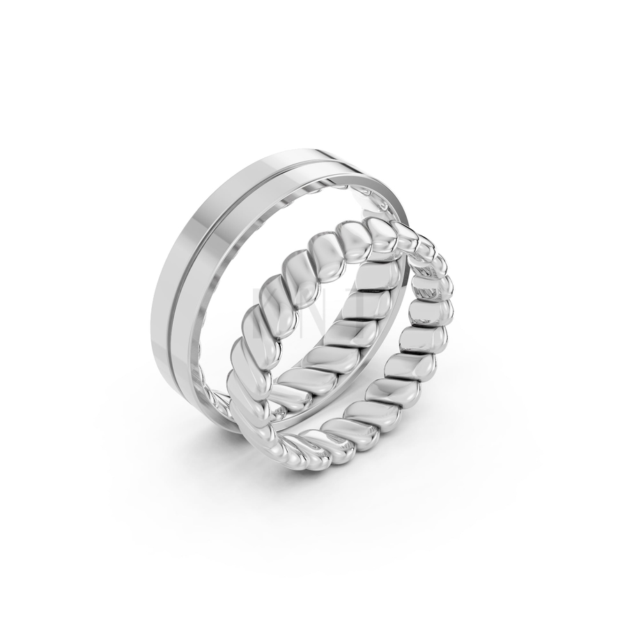 Nhẫn cưới A156 màu vàng trắng White Gold kiểu dáng hiện đại, nổi bật