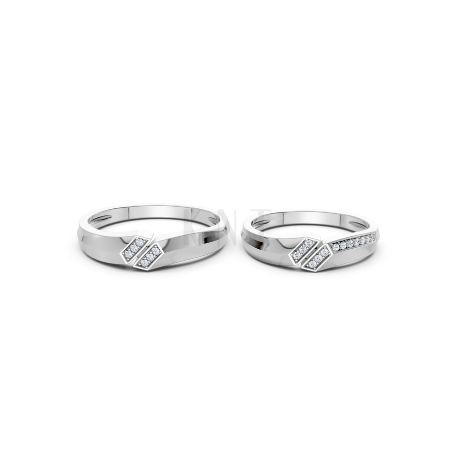 Nhẫn cưới A158 màu vàng trắng White Gold kiểu dáng cá tính, hiện đại