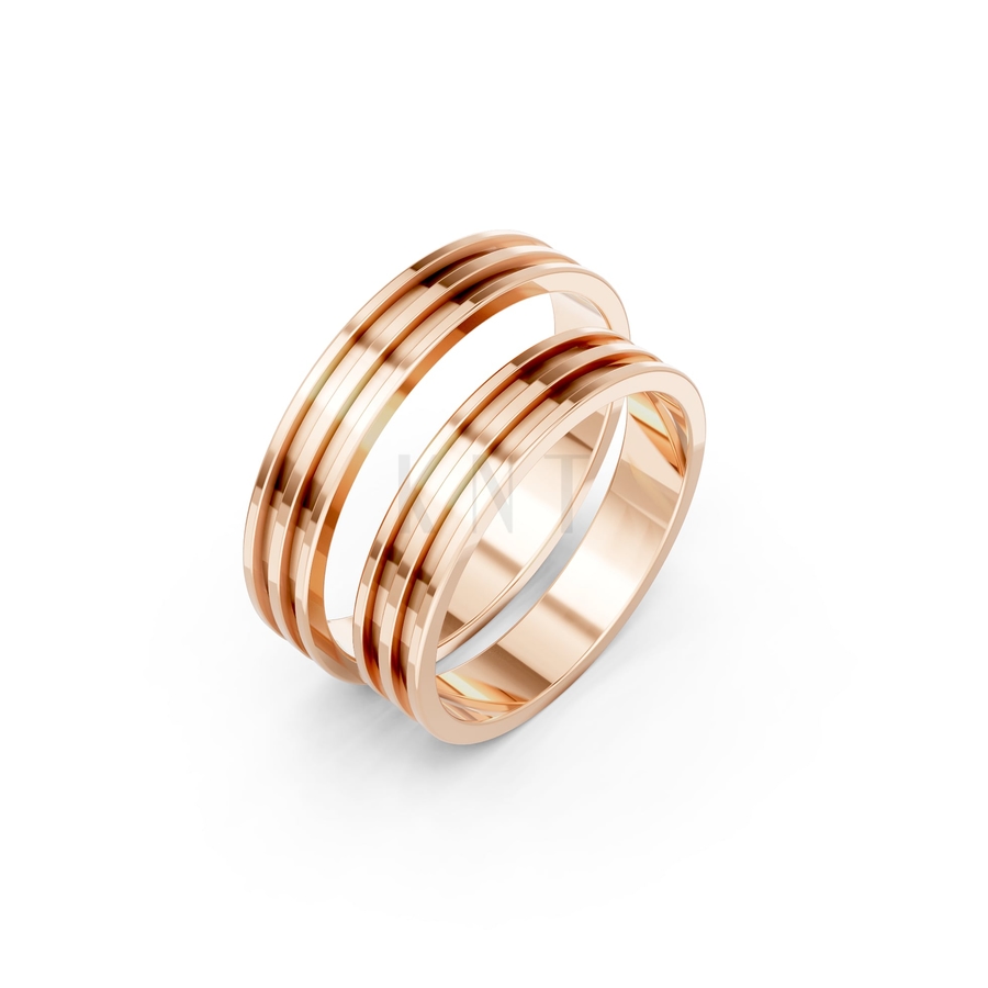 Nhẫn cưới Collab Ceramic – A162 màu vàng hồng Rose Gold họa tiết ấn tượng, cá tính