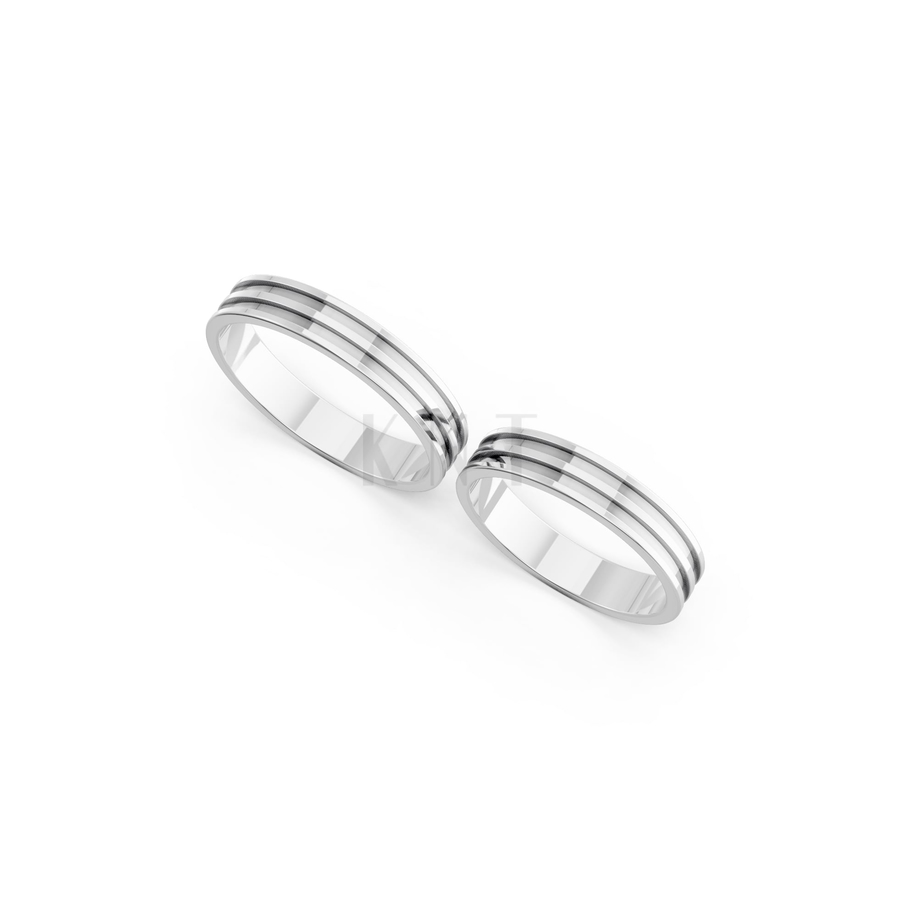 Nhẫn cưới Collab Ceramic – A162 màu vàng trắng White Gold kiểu dáng cá tính, hiện đại