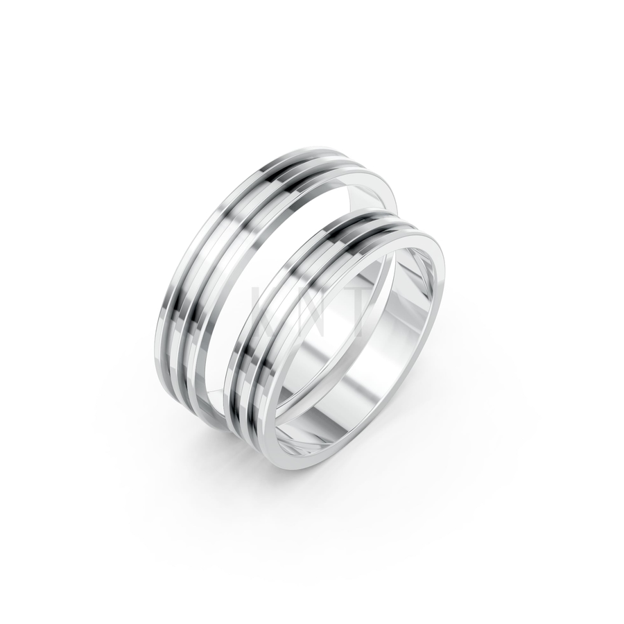 Nhẫn cưới Collab Ceramic – A162 màu vàng trắng White Gold kiểu dáng hiện đại, nổi bật