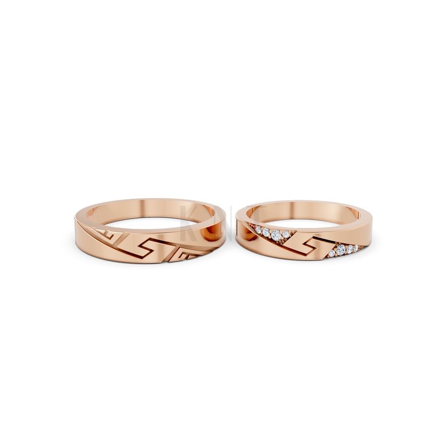 NHẪN CƯỚI A167 màu vàng hồng Rose Gold phong cách trẻ trung, nổi bật
