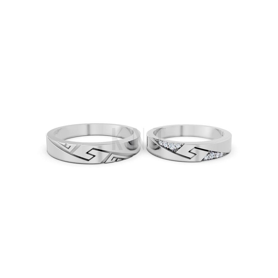 NHẪN CƯỚI A167 màu vàng trắng White Gold vàng sáng, đường nét sắc sảo, tinh tế