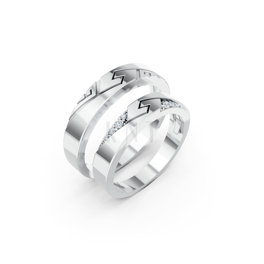 NHẪN CƯỚI A167 màu vàng trắng White Gold kiểu dáng hiện đại, nổi bật