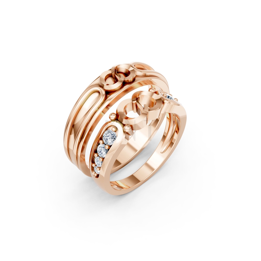 NHẪN CƯỚI A170 màu vàng hồng Rose Gold họa tiết ấn tượng, cá tính