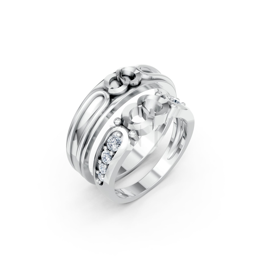 NHẪN CƯỚI A170 màu vàng trắng White Gold kiểu dáng hiện đại, nổi bật