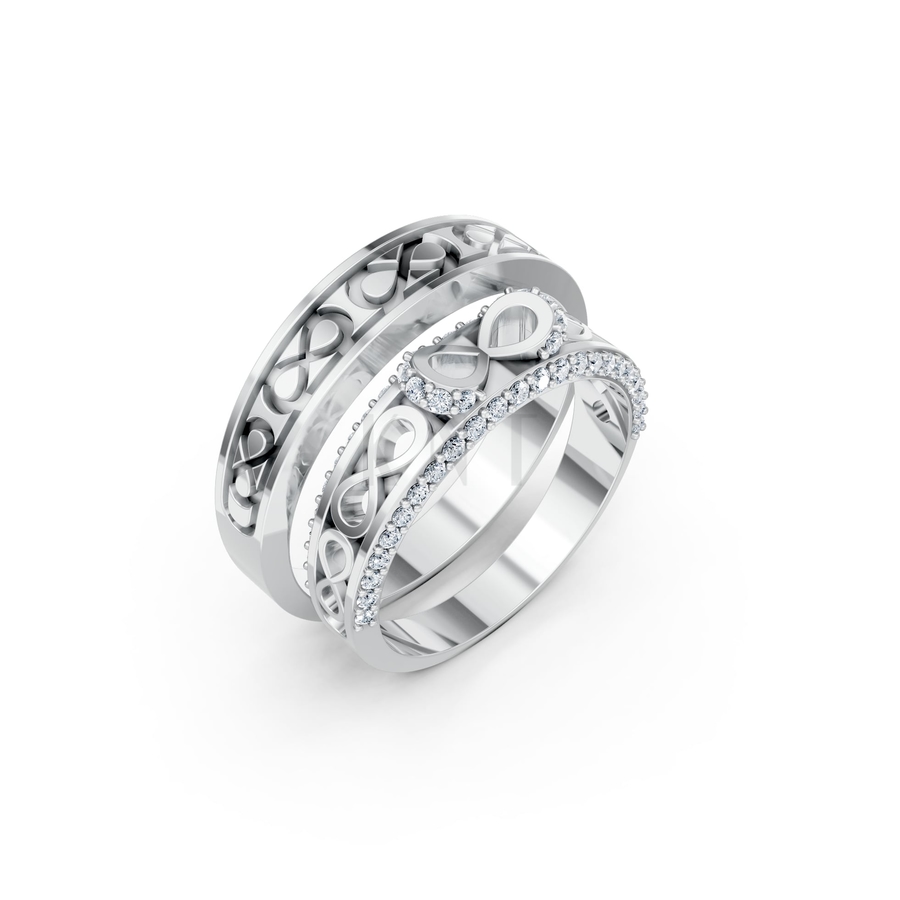 Nhẫn cưới A172 màu vàng trắng White Gold kiểu dáng hiện đại, nổi bật