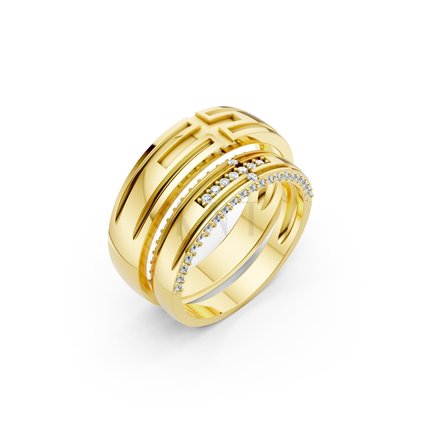 Nhẫn cưới A174 màu Vàng Gold thiết kế tinh tế, sang trọng