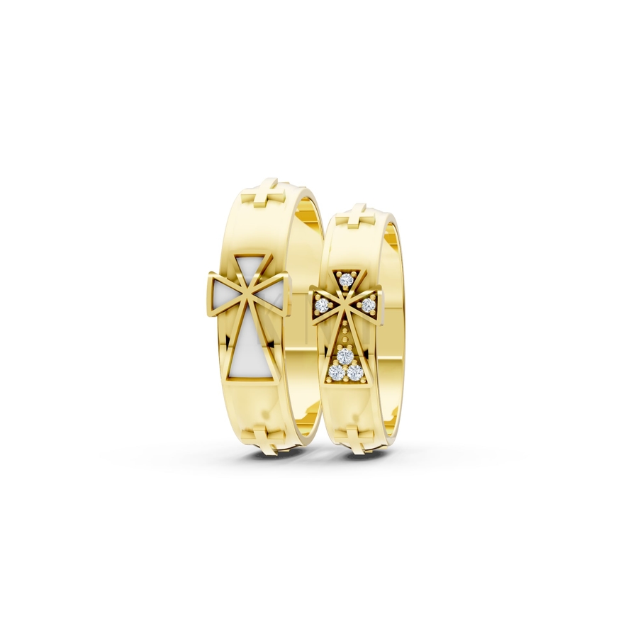 Nhẫn cưới A175 màu Vàng Gold thiết kế tinh xảo, độc đáo