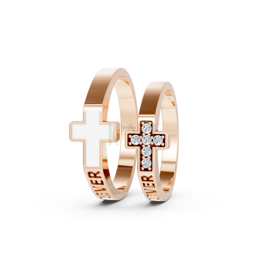 Nhẫn cưới A176 màu vàng hồng Rose Gold phong cách trẻ trung, nổi bật