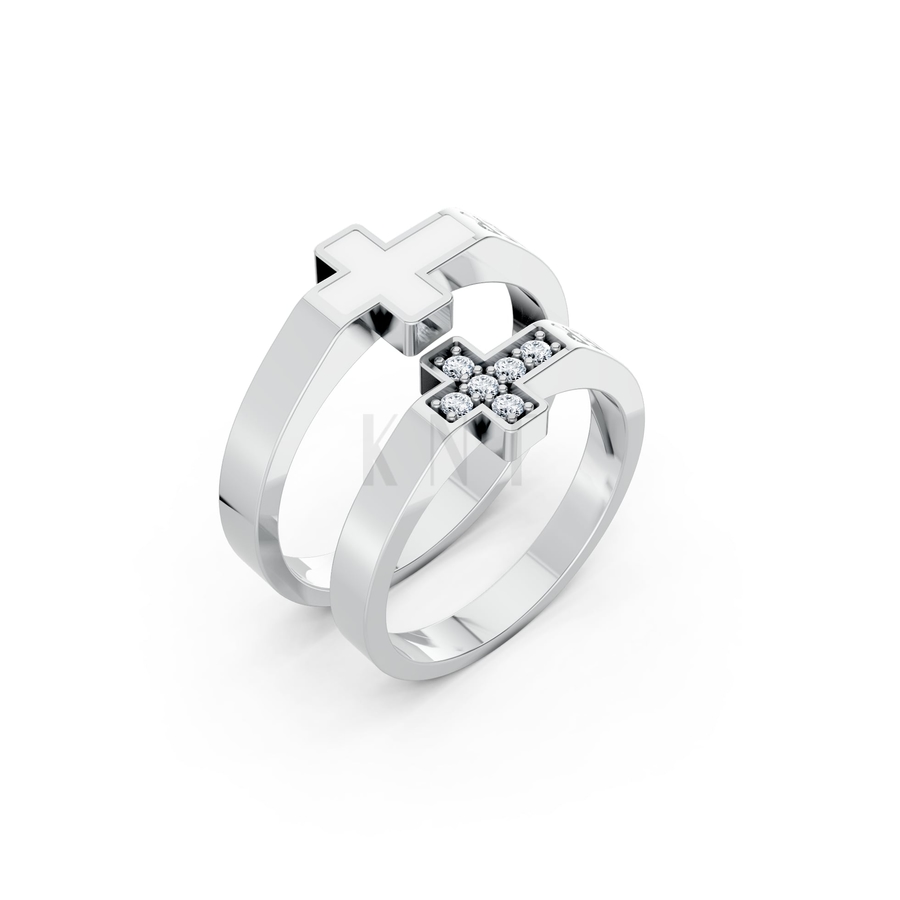 Nhẫn cưới A176 màu vàng trắng White Gold kiểu dáng hiện đại, nổi bật