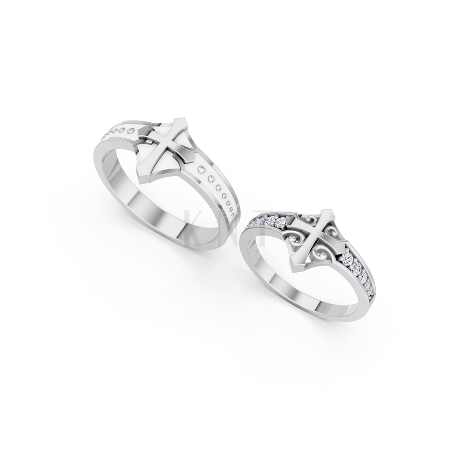 Nhẫn cưới A178 màu vàng trắng White Gold vàng sáng bóng, thiết kế trẻ trung