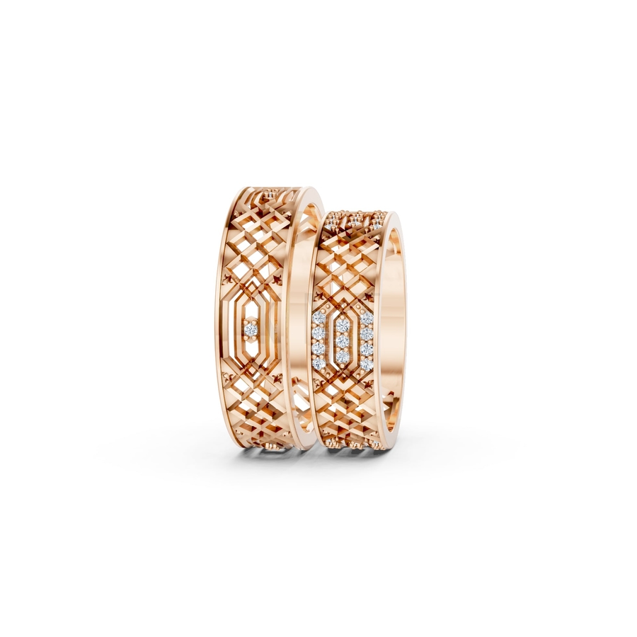 NHẪN CƯỚI A181 màu vàng hồng Rose Gold phong cách trẻ trung, nổi bật