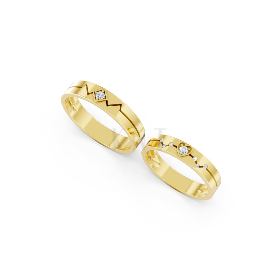 Nhẫn cưới A182 màu Vàng Gold thiết kế phá cách, sang trọng