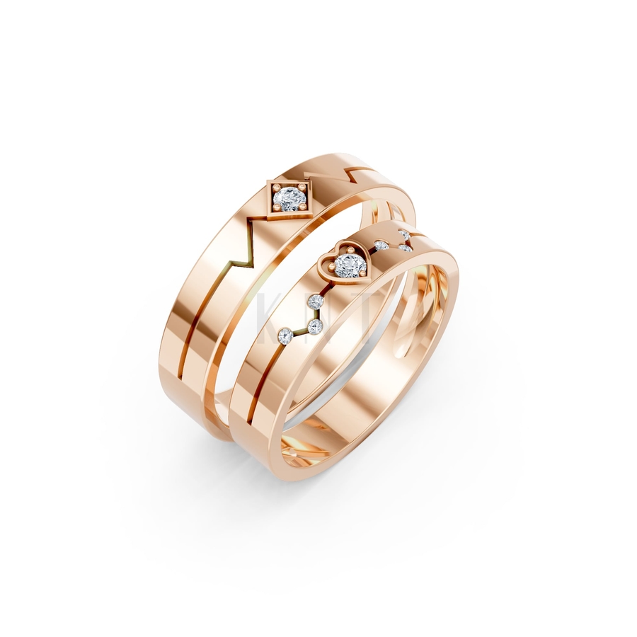 Nhẫn cưới A182 màu vàng hồng Rose Gold họa tiết ấn tượng, cá tính