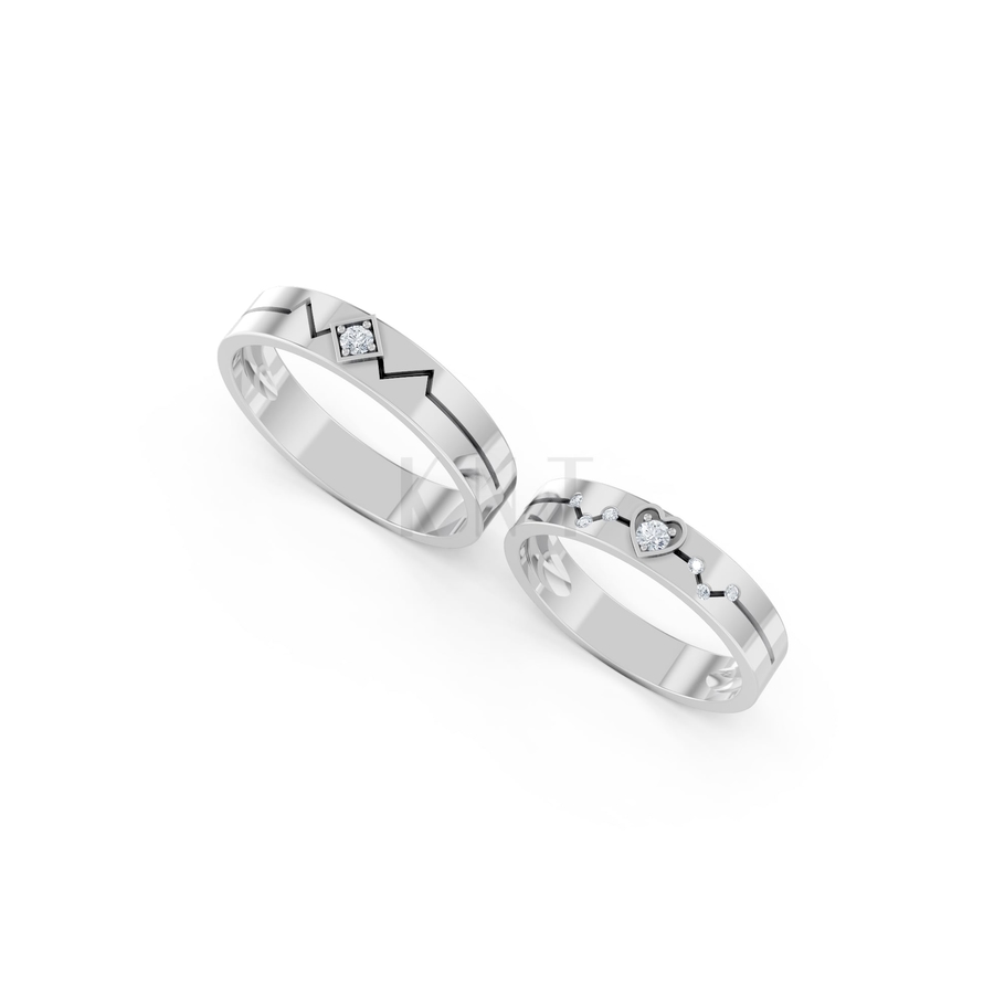 Nhẫn cưới A182 màu vàng trắng White Gold vàng sáng bóng, thiết kế trẻ trung