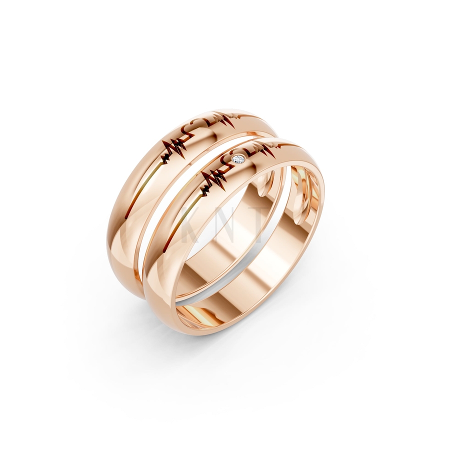 Nhẫn cưới A184 màu vàng hồng Rose Gold họa tiết ấn tượng, cá tính