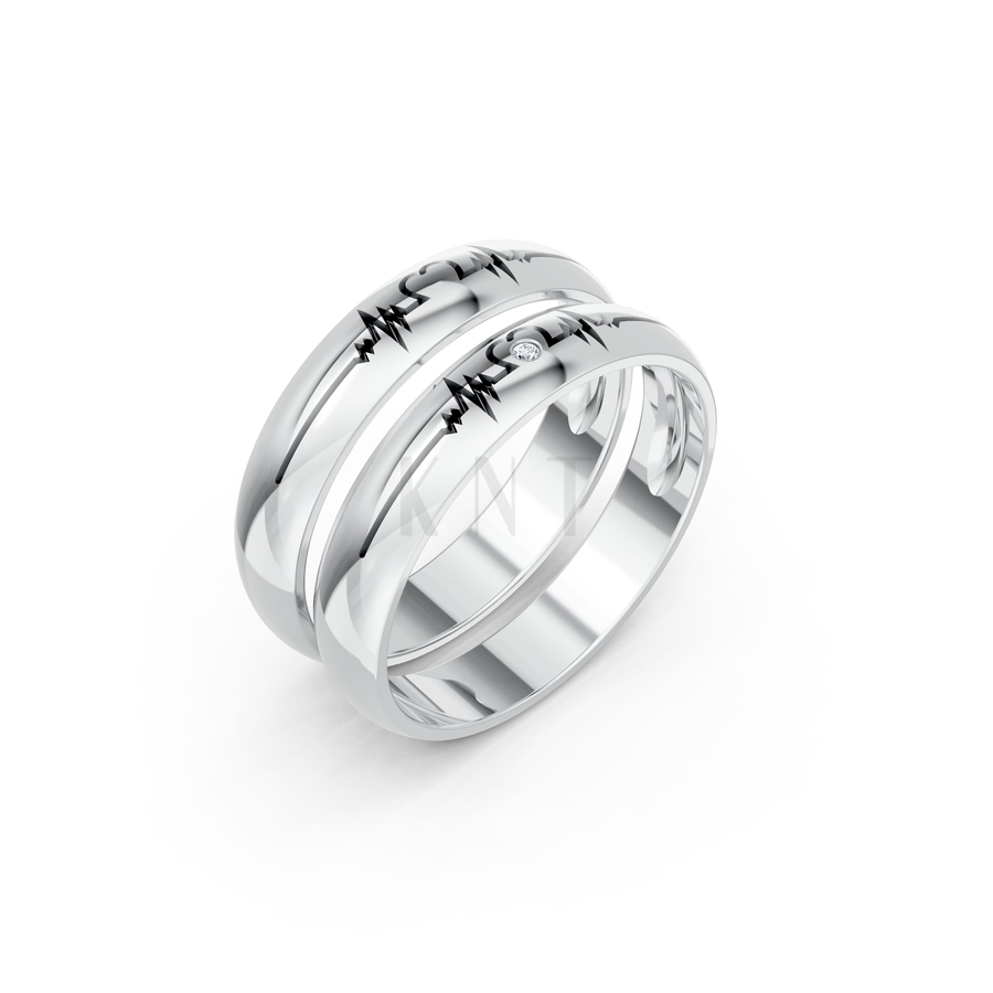 Nhẫn cưới A184 màu vàng trắng White Gold kiểu dáng hiện đại, nổi bật