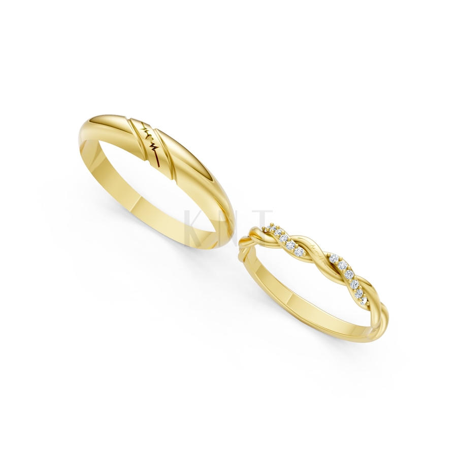 Nhẫn cưới A185 màu Vàng Gold thiết kế tinh xảo, độc đáo